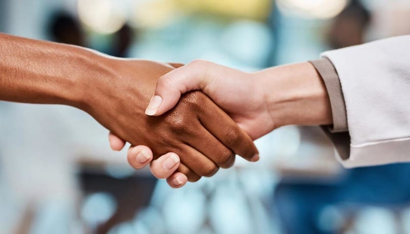 partner up two hands shaking greeting business partnership